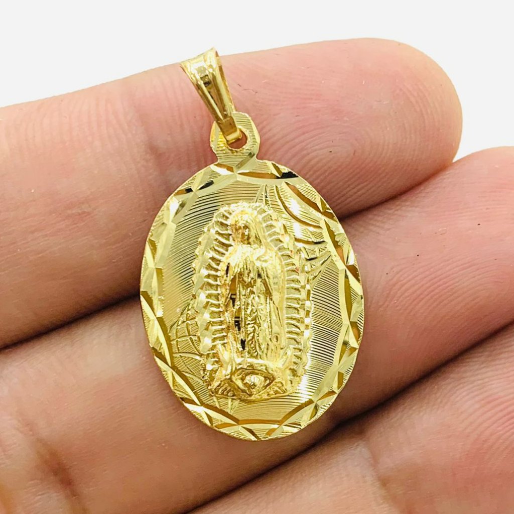 Virgencita De Guadalupe Charm Pendant 26x18 In Real Gold Filled For Women's Dije
